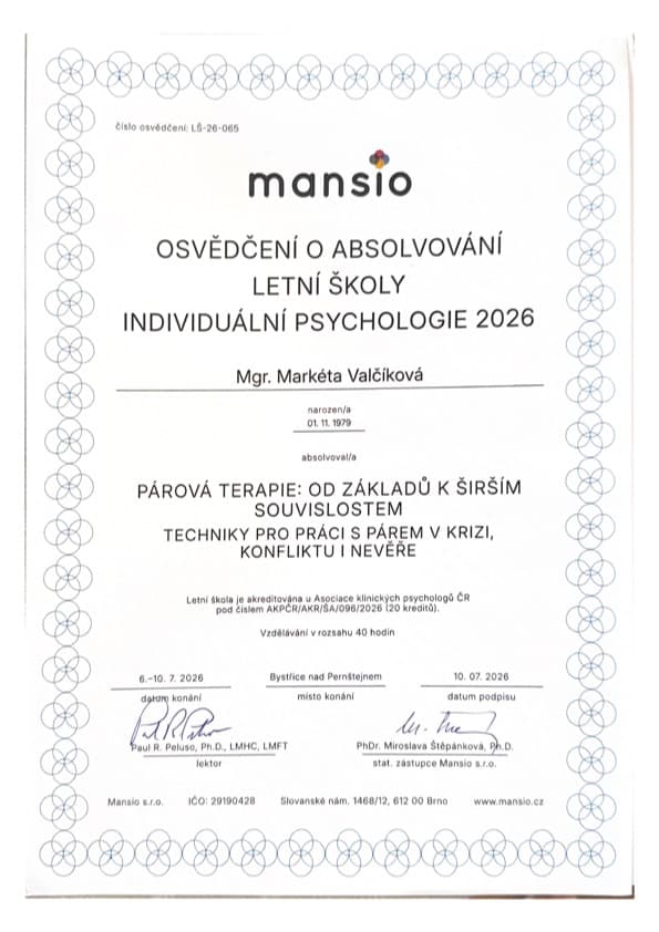 Osvědčení – psychologie